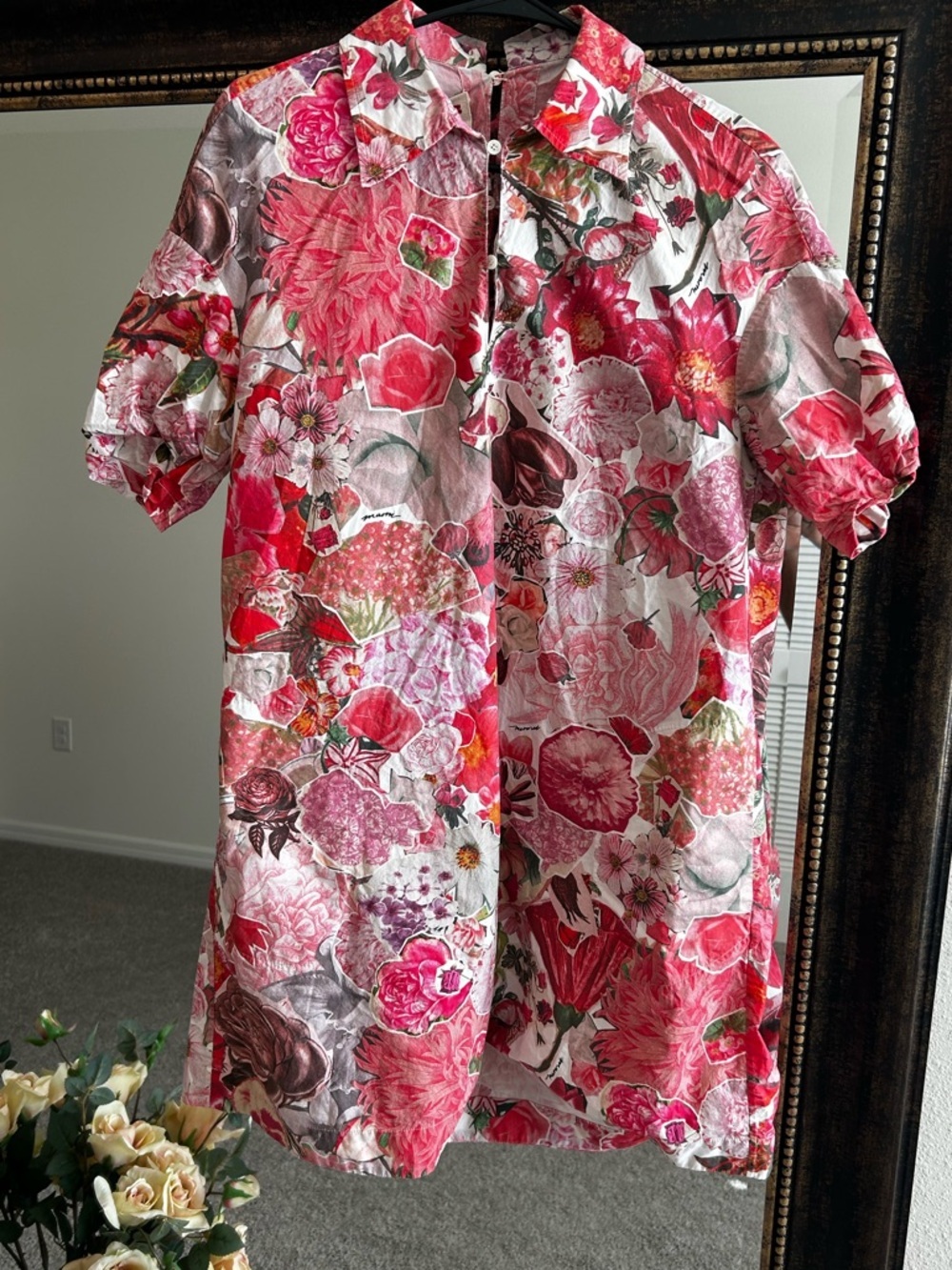 Marni Pink Floral Short-Sleeve A-Line Dress - Picture 6 of 16
